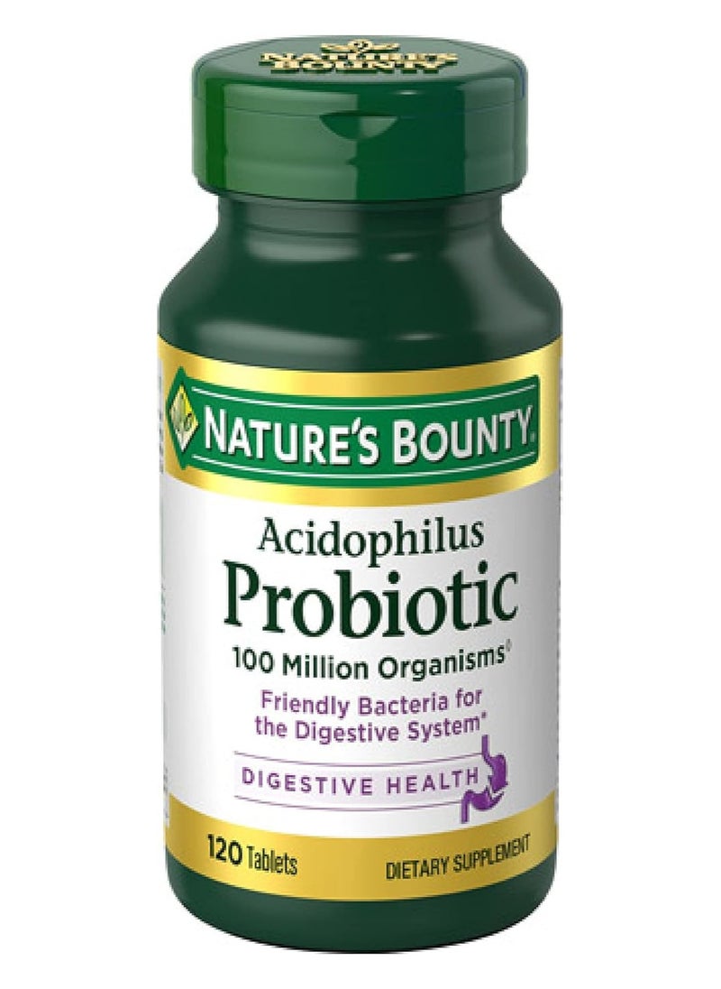 Natures Bounty Acidophilus Probiotic, Daily Probiotic Supplement, Supports Digestive Health, 1 Pack, 120 Tablets