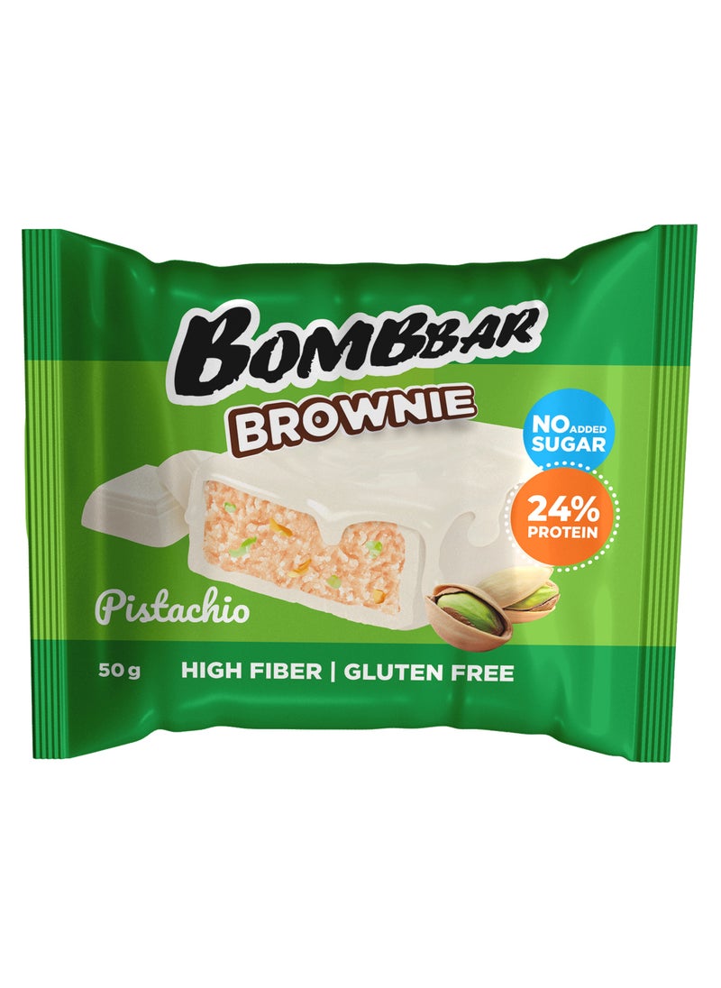 Protein Brownie Pistachio Gluten Free, High Fiber and No Sugar Added 10x50g