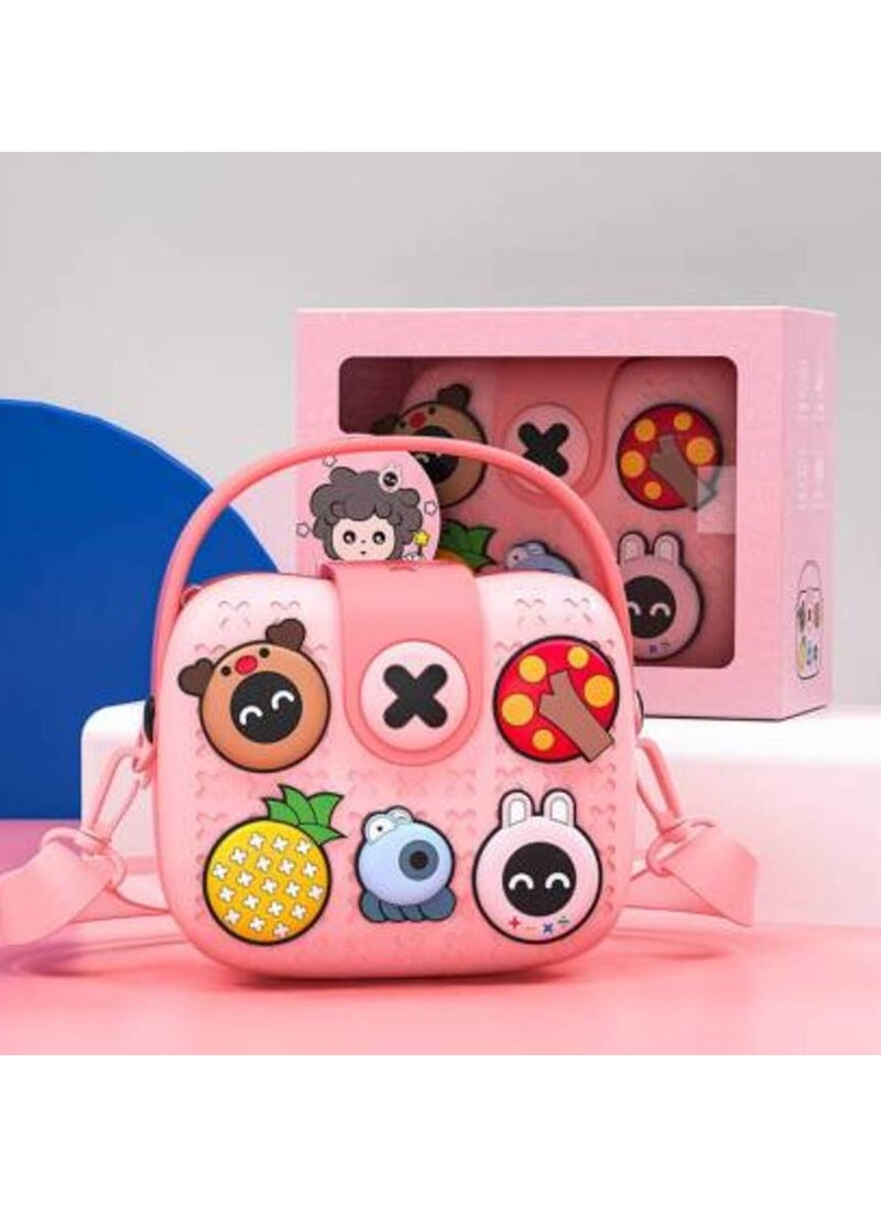 Little Surprise Box Rosy Pink Fashion Mini Trinket Purse with Handle and Sling Strap.