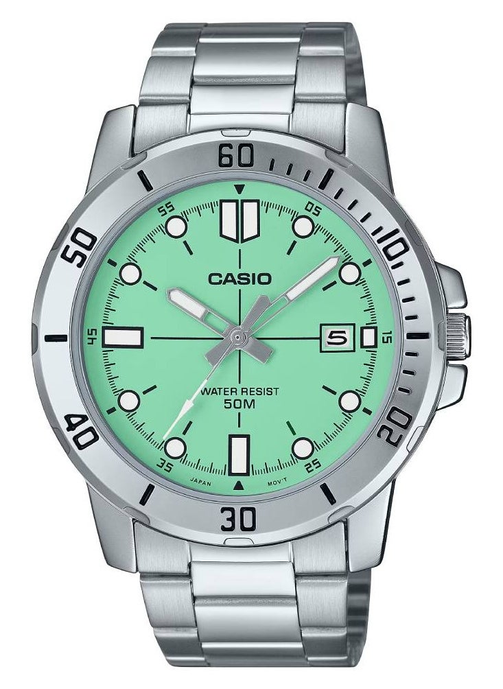 Casio MTP-VD01D-3E1VUDF Quartz Green Dial Stainless Steel Men's Watch