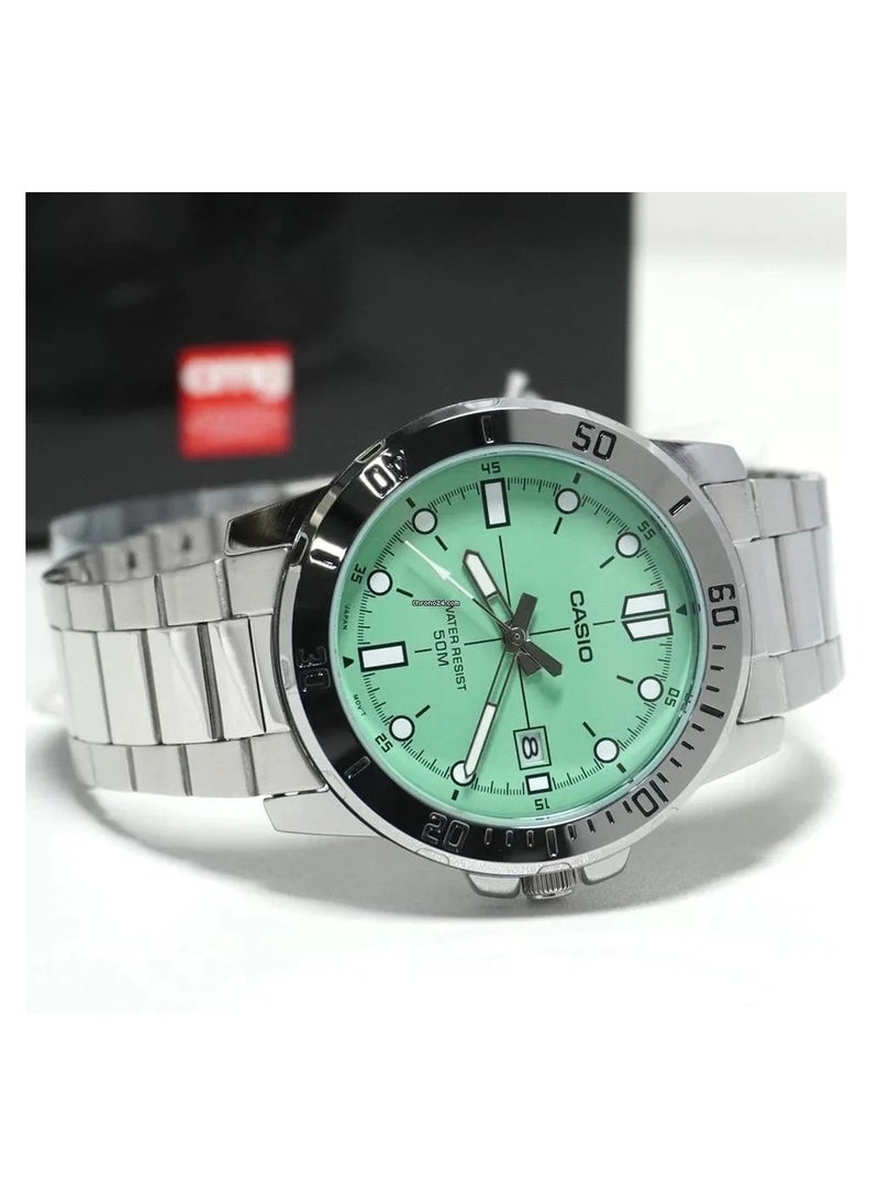 Casio MTP-VD01D-3E1VUDF Quartz Green Dial Stainless Steel Men's Watch