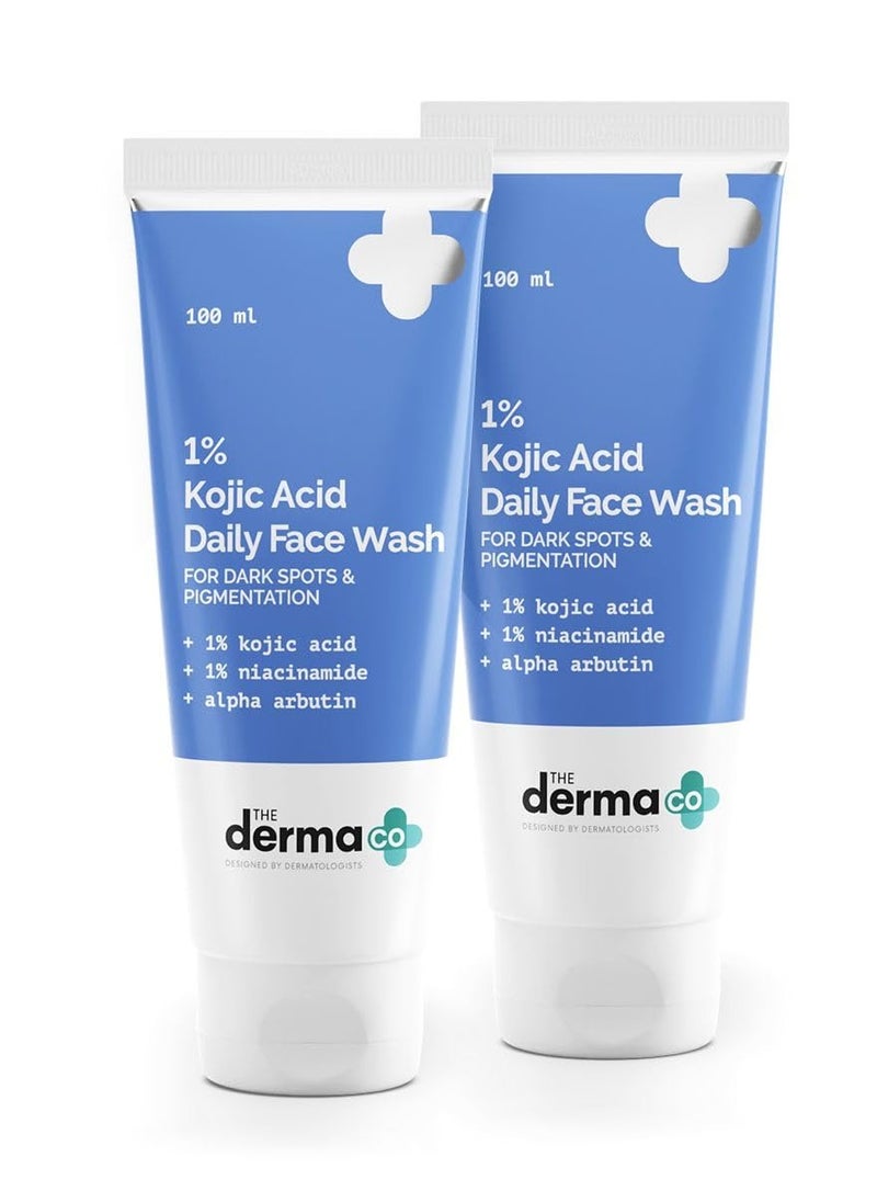 The Derma Co 1% Kojic Acid Face Wash with Niacinamide & Alpha Arbutin For Dark Spots & Pigmentation - 100ml | Pack of 2