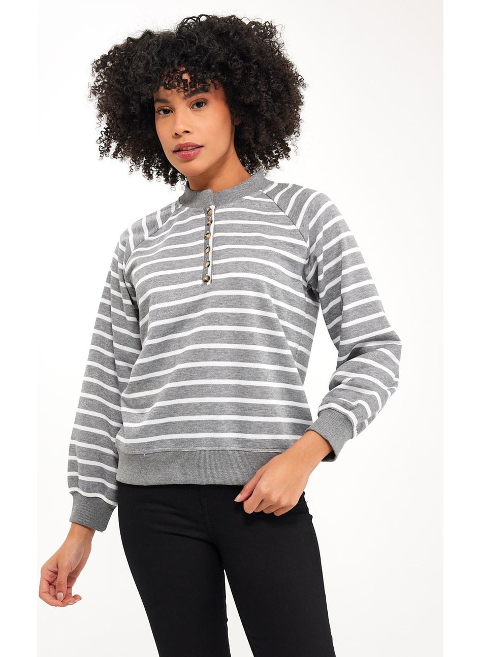 Buttoned Raglan Sleeve Sweatshirt (B23-00164)