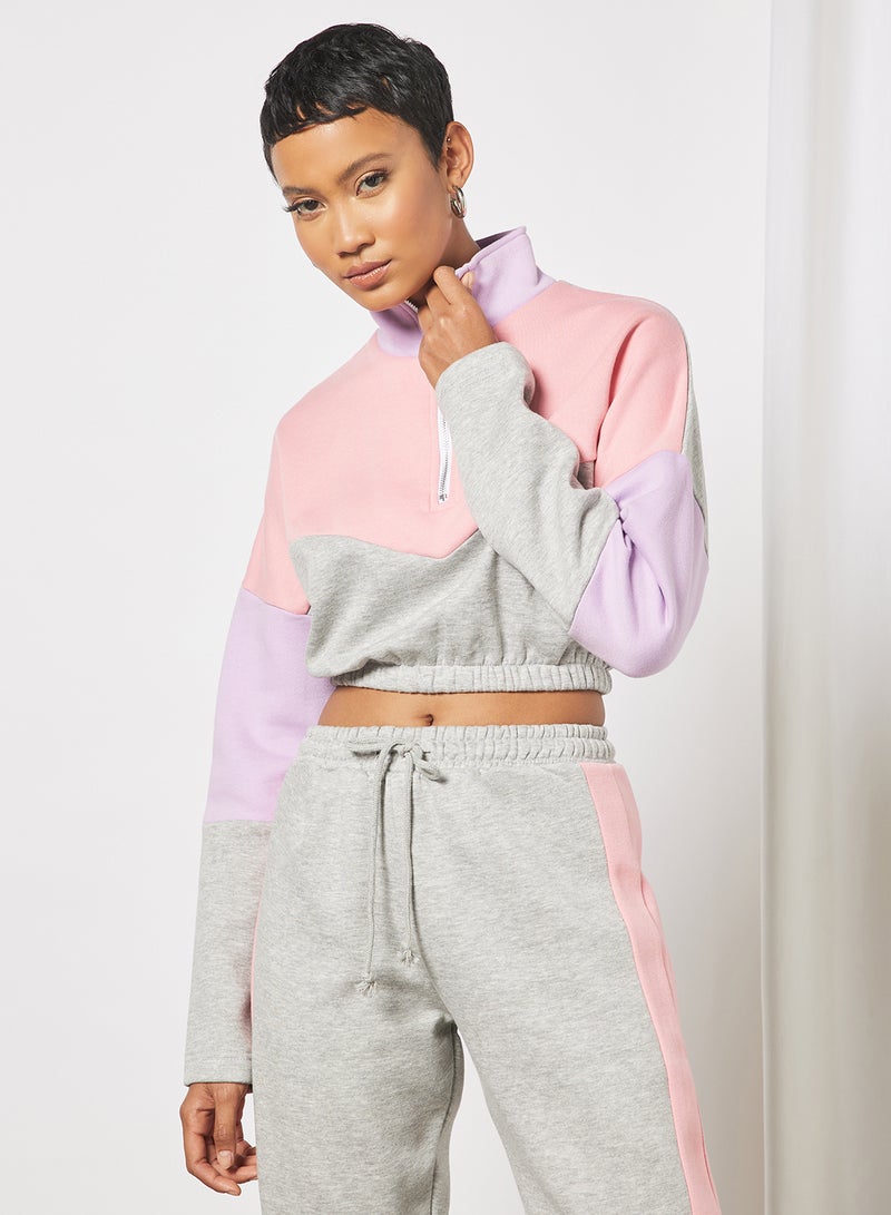 Colourblock Cropped Sweatshirt Multicolour