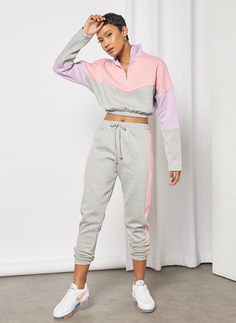 Colourblock Cropped Sweatshirt Multicolour