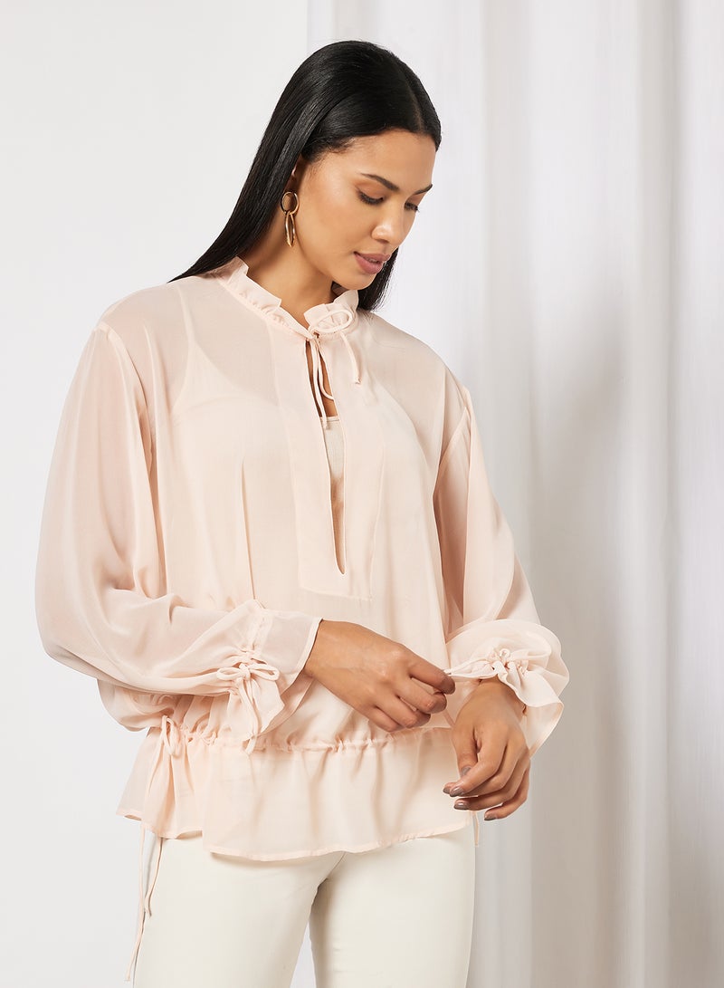 Tie Detail Blouse Pink