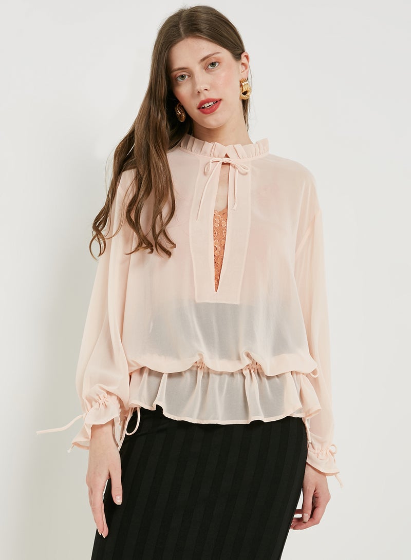 Tie Detail Blouse Pink