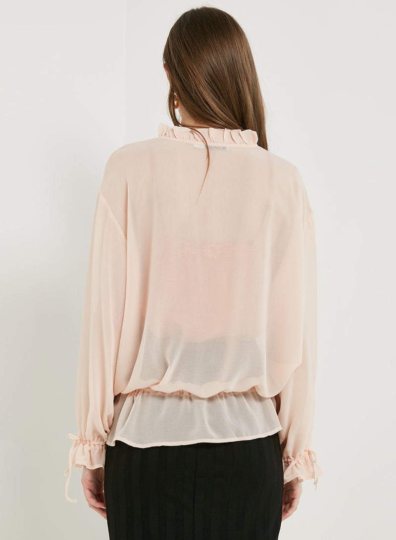 Tie Detail Blouse Pink