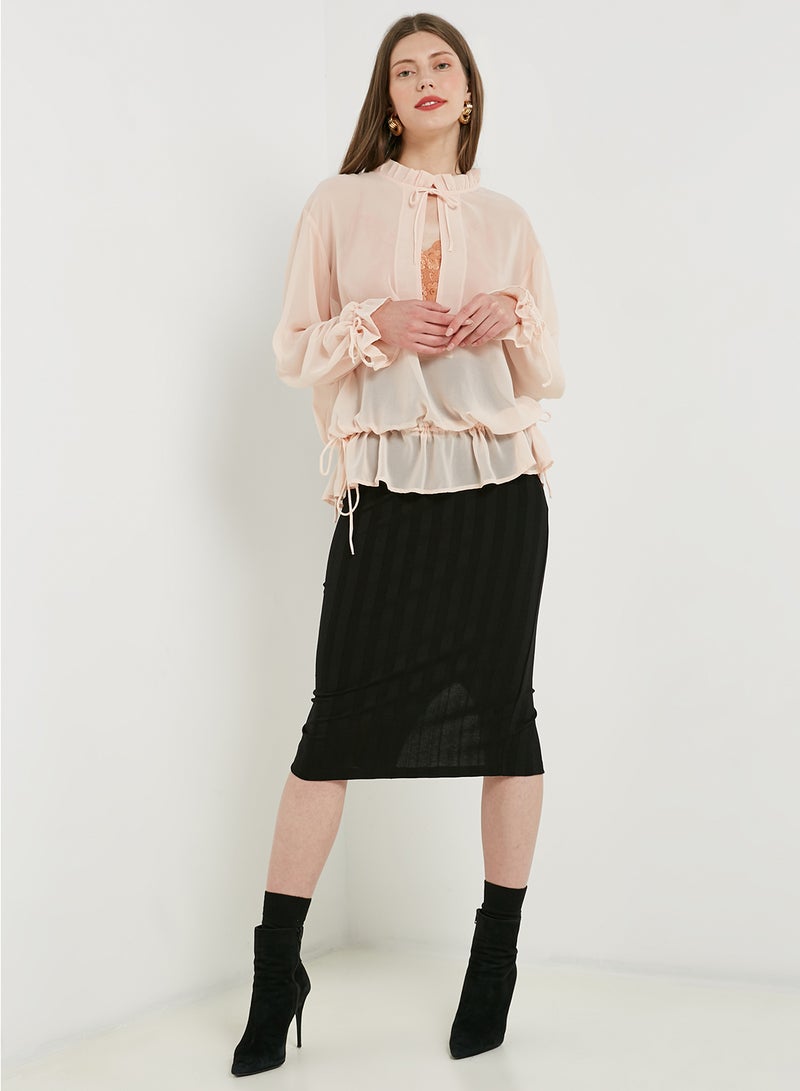 Tie Detail Blouse Pink