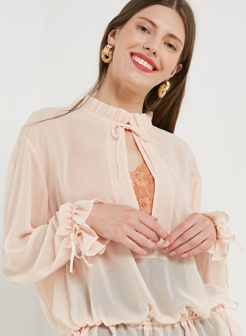 Tie Detail Blouse Pink