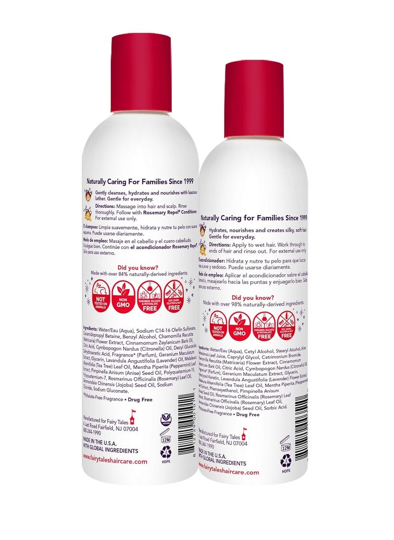Fairy Tales Rosemary Repel Shampoo, 12 fl oz. and Conditioner, 8 fl oz. Duo Kids Like the Smell, Lice Do Not