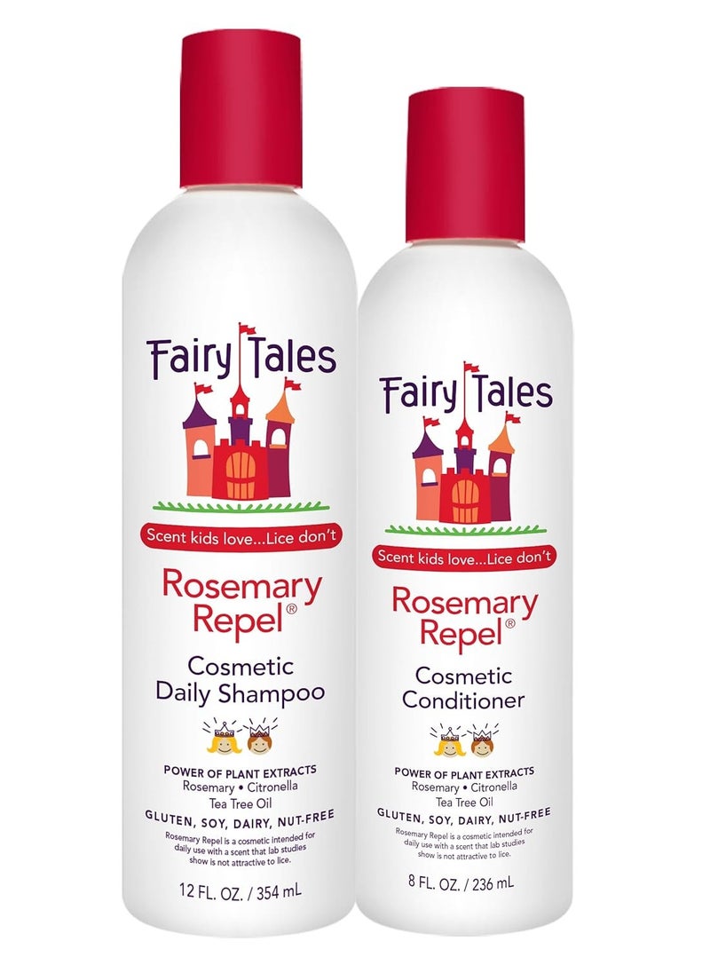 Fairy Tales Rosemary Repel Shampoo, 12 fl oz. and Conditioner, 8 fl oz. Duo Kids Like the Smell, Lice Do Not
