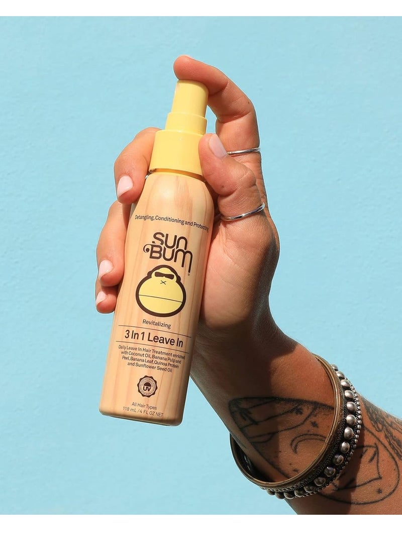 Sun Bum Revitalizing 3 in 1 Leave-In Conditioner Spray Detangler | Anti Frizz , Paraben and Gluten Free, Vegan, and Color Safe with UV Protection | 4 oz