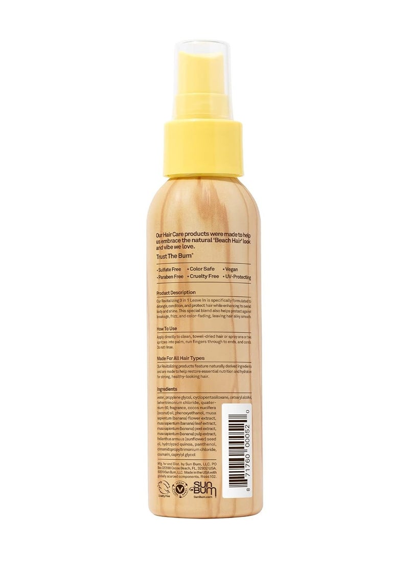 Sun Bum Revitalizing 3 in 1 Leave-In Conditioner Spray Detangler | Anti Frizz , Paraben and Gluten Free, Vegan, and Color Safe with UV Protection | 4 oz