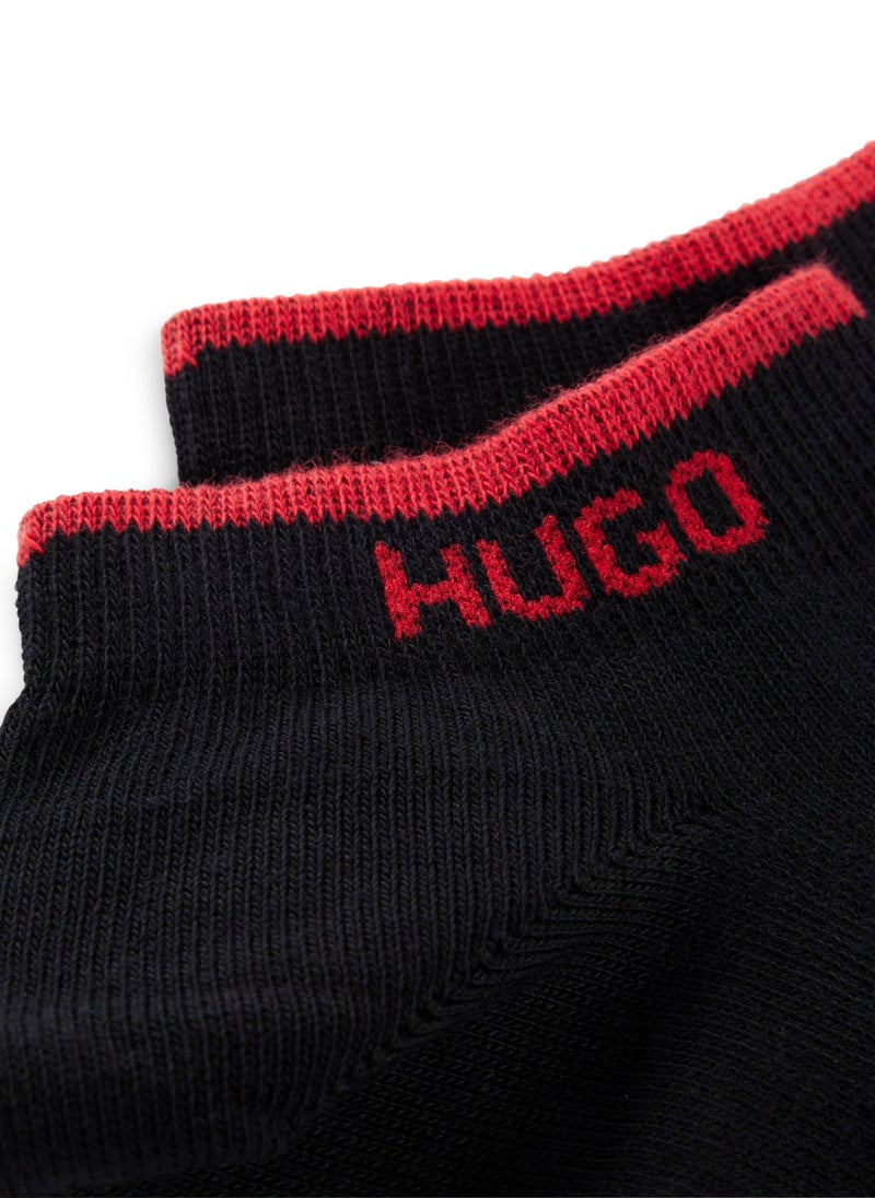 Two-pack of cotton-blend ankle socks with logos