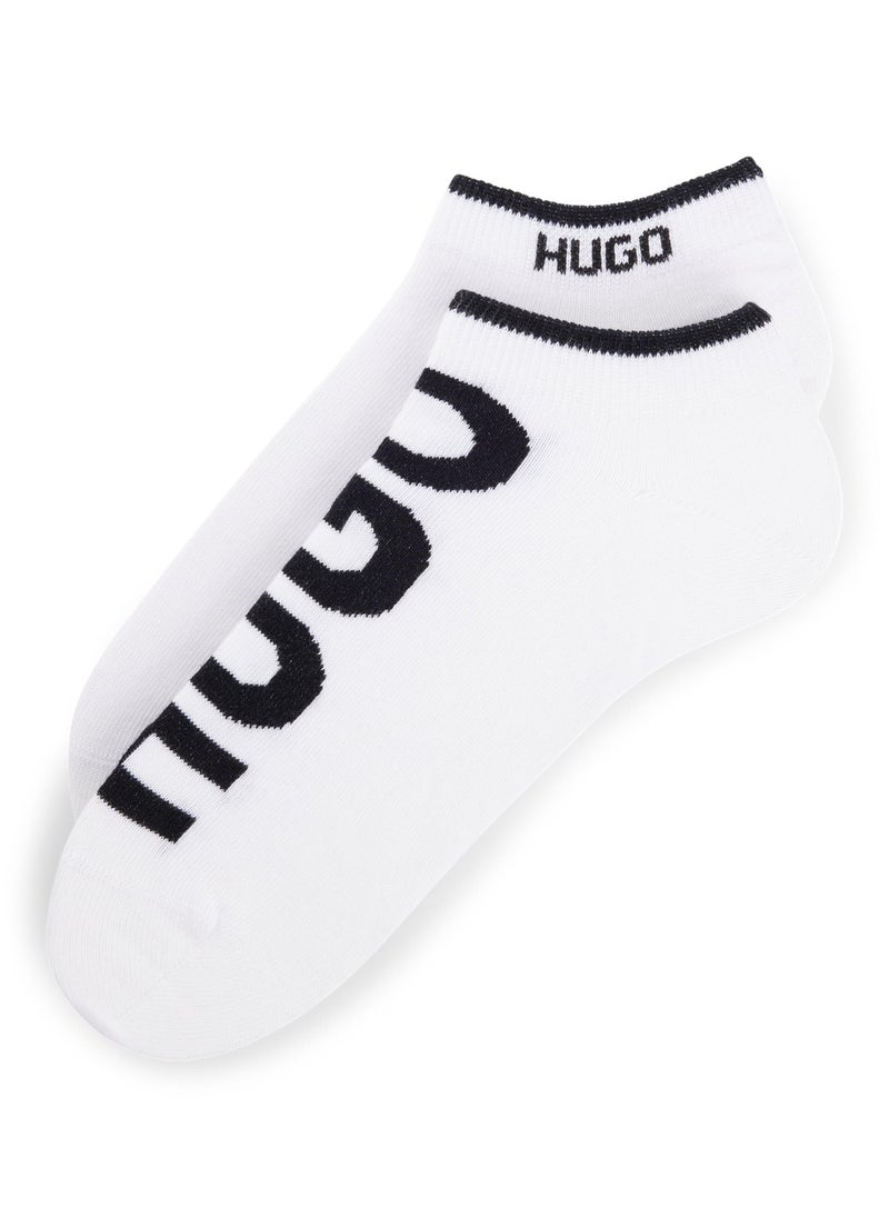 Two-pack of cotton-blend ankle socks with logos