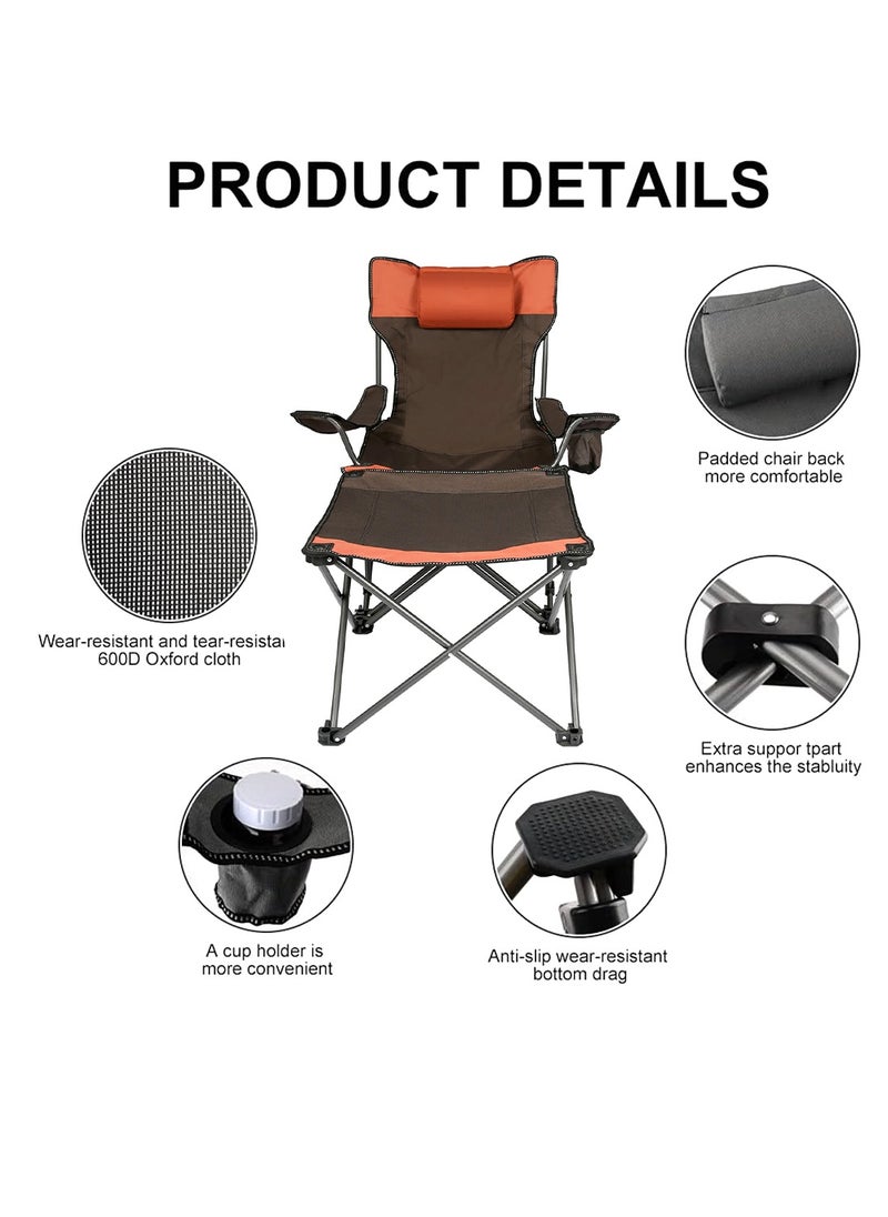 Foldable Camping Chair with Integrated Table For Outdoor Camp Beach Travel Picnic Hiking