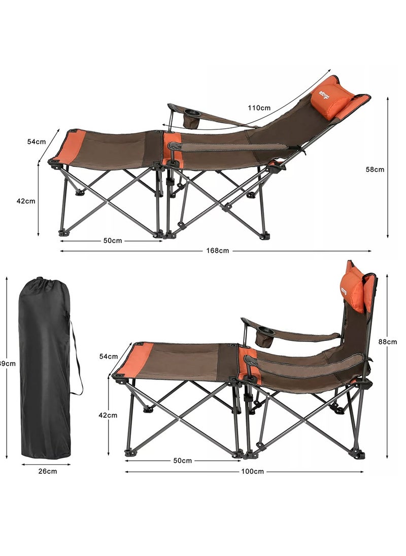 Foldable Camping Chair with Integrated Table For Outdoor Camp Beach Travel Picnic Hiking