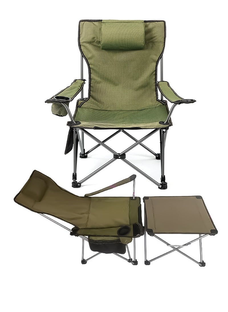 Foldable Camping Chair with Integrated Table For Outdoor Camp Beach Travel Picnic Hiking