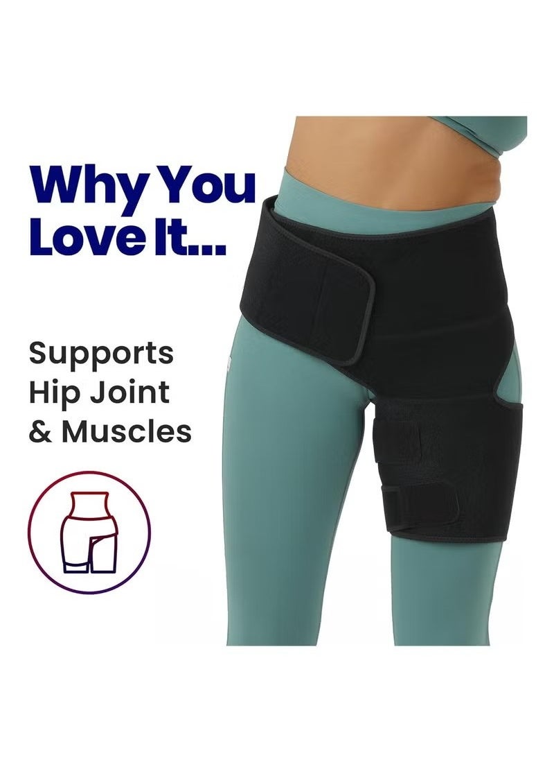 Hip Brace Thigh Compression Sleeve | Hip Sciatica Pain Relief Device Brace | Hamstring & Groin Compression Sleeve Wrap for Sciatic Nerve Relief | Hip Support Brace for Women & Men | Large / Right