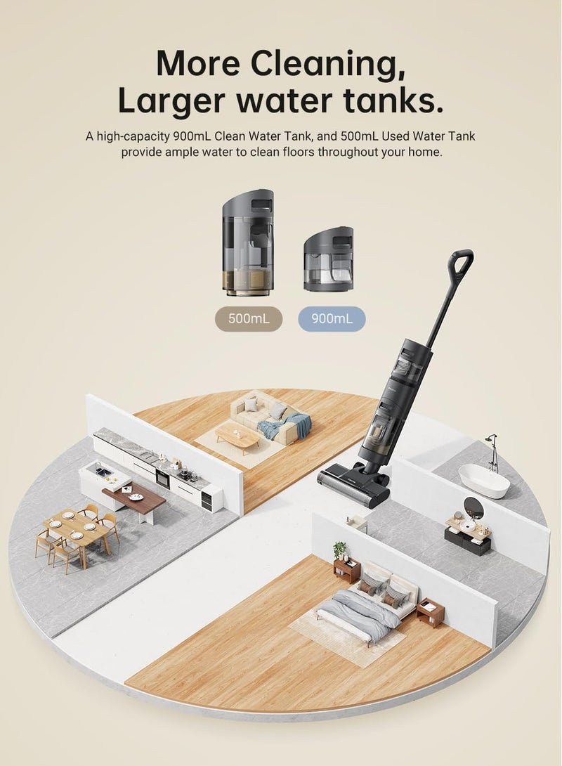 Dreame H12 Core Wet-Dry Vacuum Cleaner, Lightweight Smart Cordless Vacuum and Mop, Intelligent Dirt Detection, Automatic Self-Cleaning, for Wood, Vinyl and Other Hard Floors, 200 W H12-CORE Grey