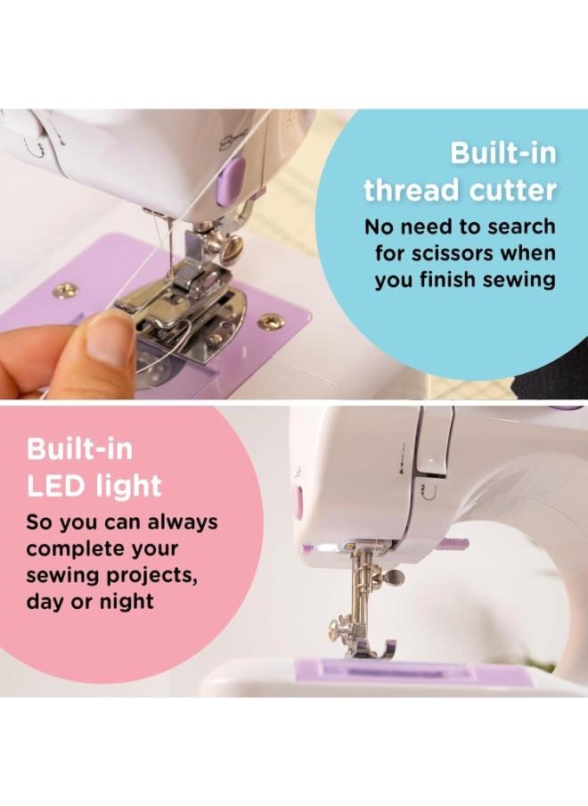 Sewing Machine for Beginners with Built-in LED Light and Foot Pedal 12 Stitches Mini Sewing Machine Including Overlock Singer Pfaff White Purple