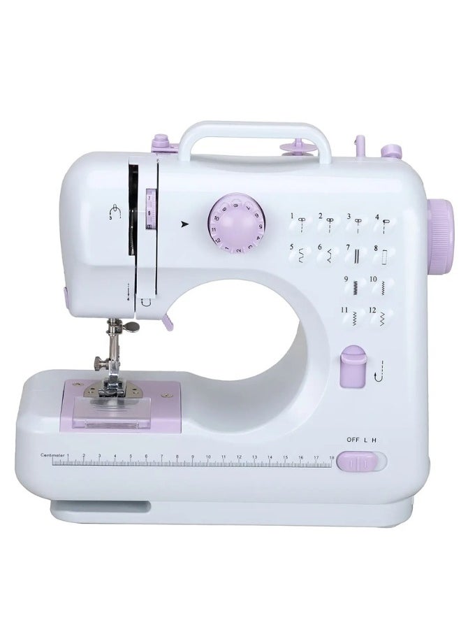 Sewing Machine for Beginners with Built-in LED Light and Foot Pedal 12 Stitches Mini Sewing Machine Including Overlock Singer Pfaff White Purple