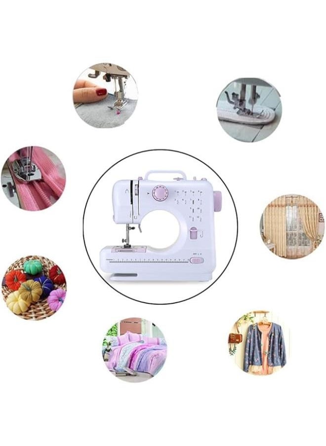 Sewing Machine for Beginners with Built-in LED Light and Foot Pedal 12 Stitches Mini Sewing Machine Including Overlock Singer Pfaff White Purple