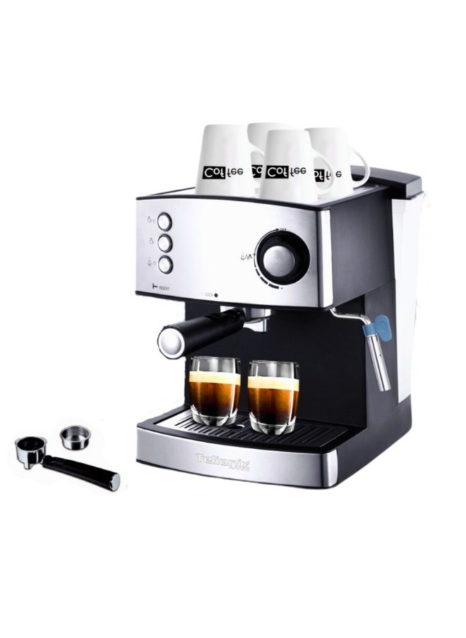 Telionix 20-Bar Espresso Machine, 1200W Coffee Maker with Italy Ulka Pump, Cappuccino and Latte Maker with Milk Frother, 1.6L Detachable Water Tank, Dual-Stainless Filter Holder, Easy Cleaning