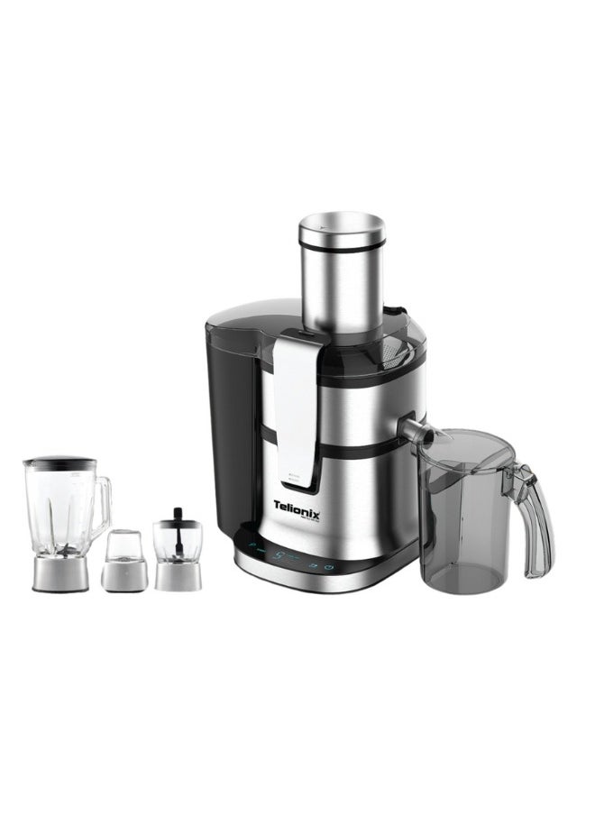 Telionix Digital 4 in 1 Juicer & Blender, 1200W Electric Juicer with 5 Speed Control, 2.4L Capacity, Stainless Steel Design, I-Touch Screen, Perfect for Smoothies and Fresh Juices