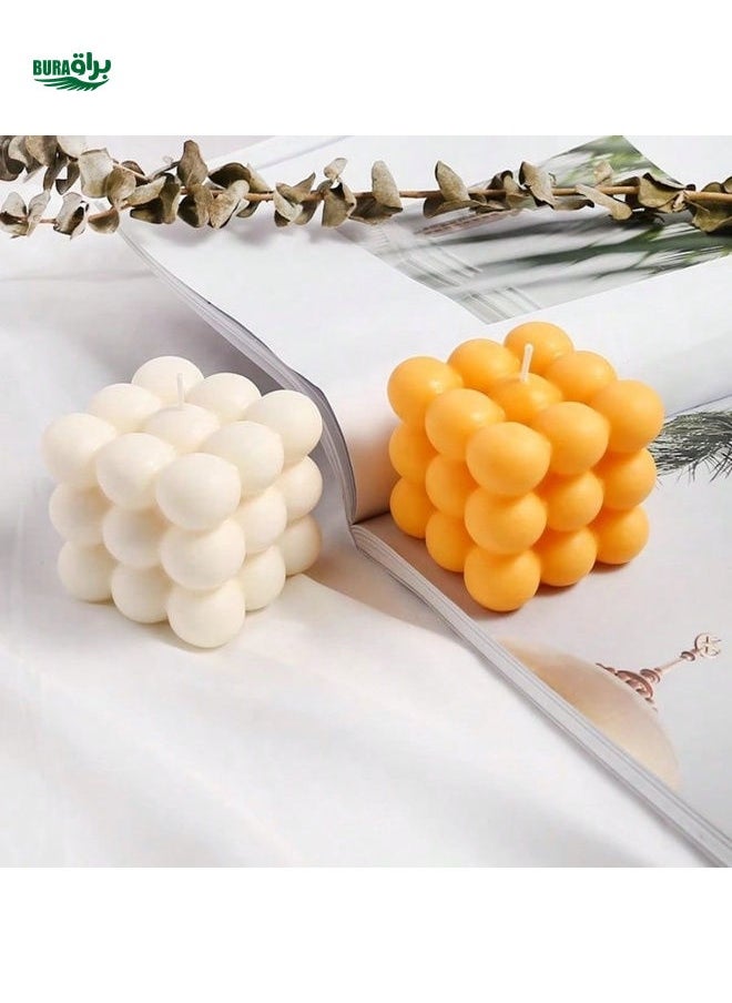 1pc Creative Soy Wax Sphere Cubic Shape Candle, Premium Wedding Anniversary Gift, Handmade Decor, Birthday Party Ambiance Scented Candle, Home Decor Holiday Celebration Candle For Halloween, Fall, Christmas, Winter, Holiday Season