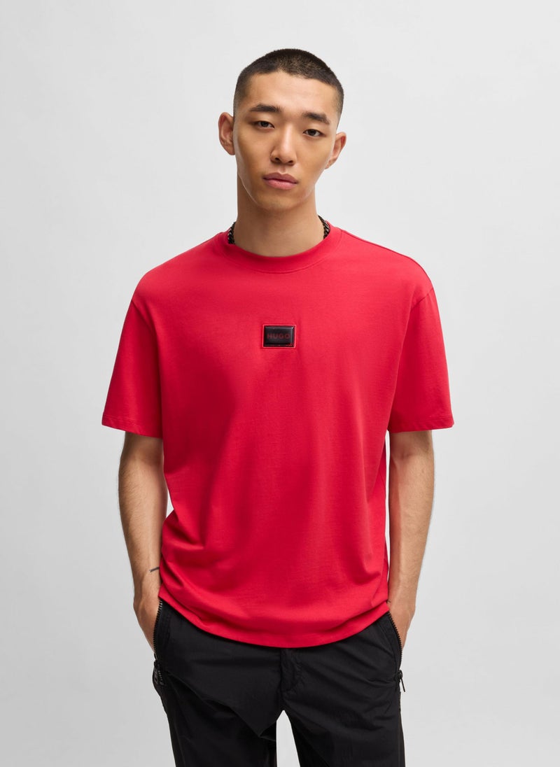 Cotton-jersey relaxed-fit T-shirt with logo patch