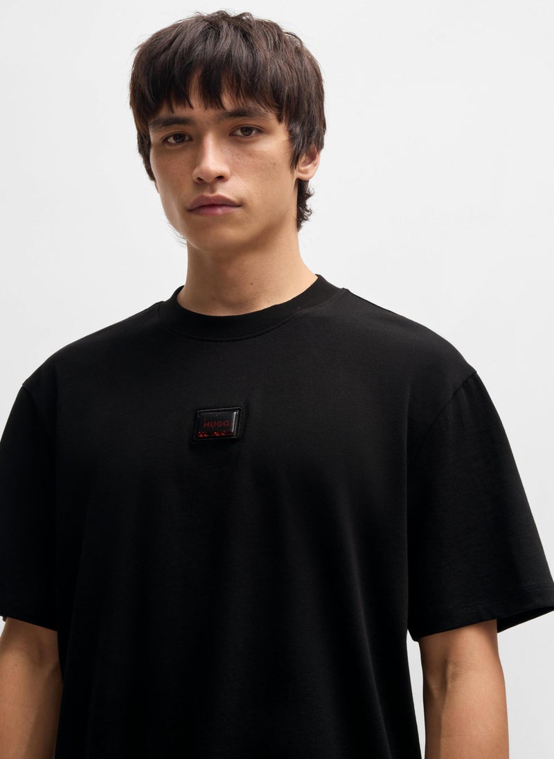 Cotton-jersey relaxed-fit T-shirt with logo patch