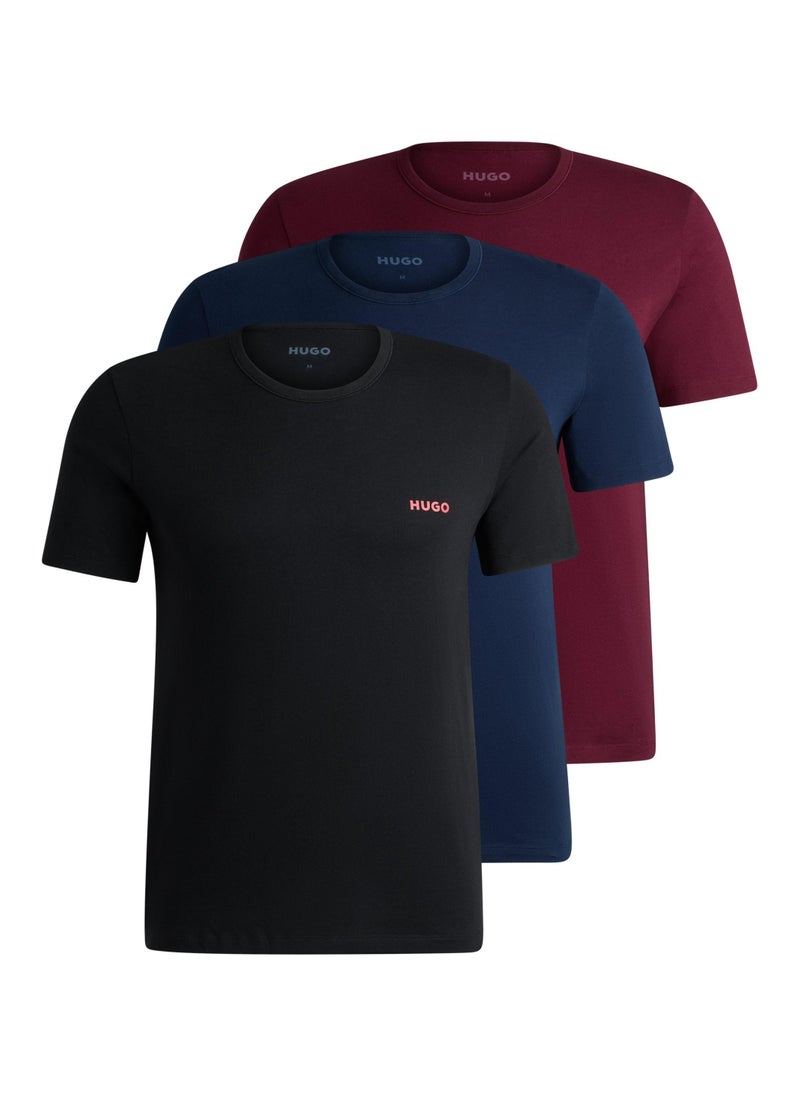 Triple-pack of cotton underwear T-shirts with logo print