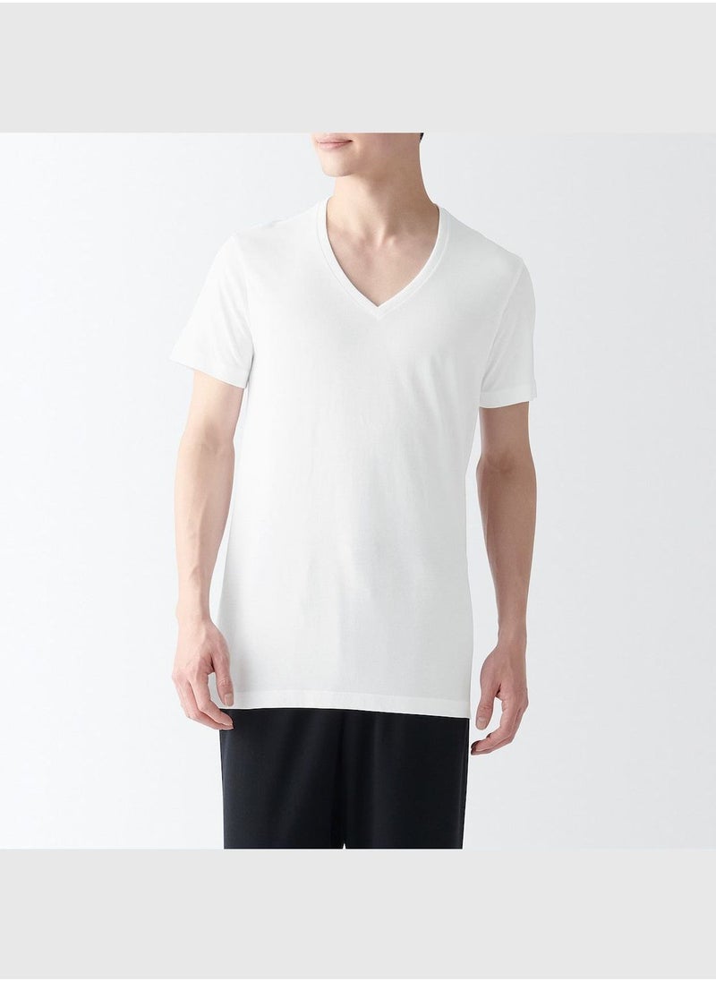 Side Seamless Cotton V Neck T-Shirt, 2 Pcs