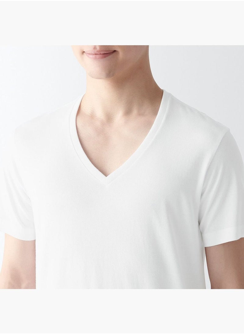 Side Seamless Cotton V Neck T-Shirt, 2 Pcs