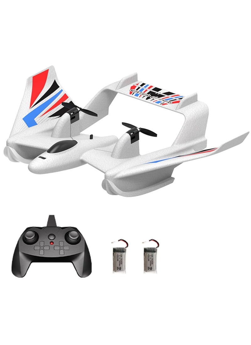 RC Plane, Remote Control Airplane, 3 in 1 Water Land Air RC Airplane, 2.4GHz 2CH RC Aircraft, RC Glider with Gyroscope and Stunt Flying, RC Plane Toy Gift for Kids & Adults, for Beginners, 2 Batteries