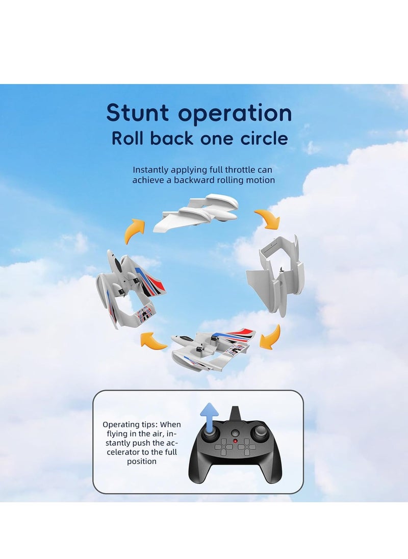 RC Plane, Remote Control Airplane, 3 in 1 Water Land Air RC Airplane, 2.4GHz 2CH RC Aircraft, RC Glider with Gyroscope and Stunt Flying, RC Plane Toy Gift for Kids & Adults, for Beginners, 2 Batteries