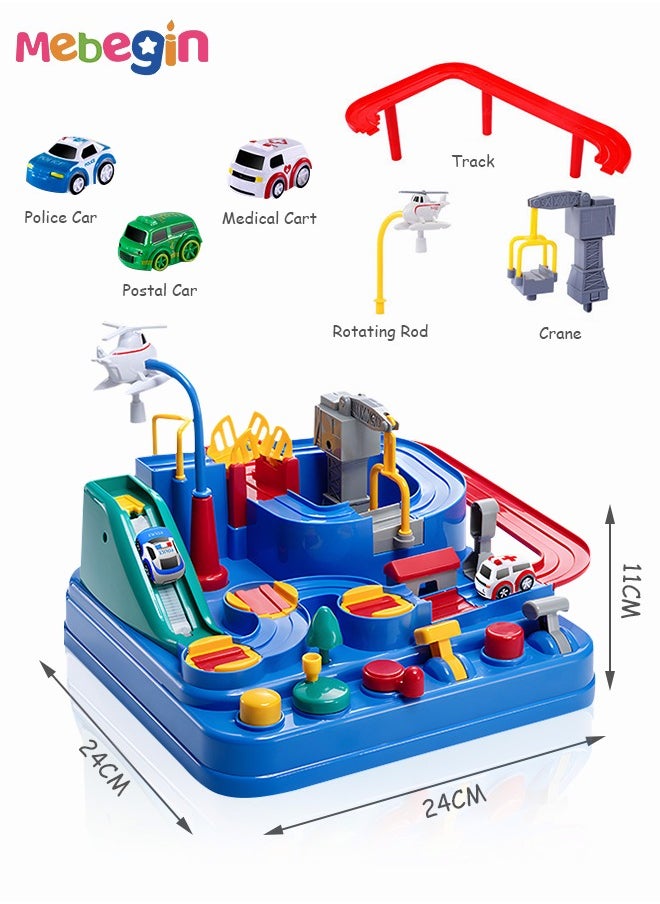 Kids Car Adventure Toy, Cars Race Track Toys with 4 Toy Cars, Race Track Vehicle Set, Fun Durable Adventure Vehicles Toy, Preschool Educational Interactive Toy, Easy to Install and Play, No Battery