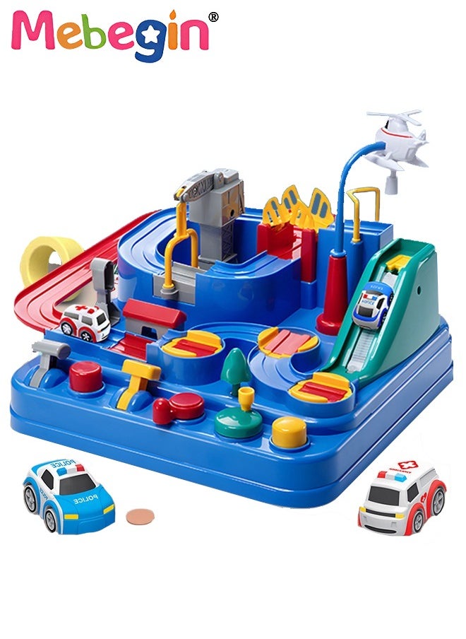 Kids Car Adventure Toy, Cars Race Track Toys with 4 Toy Cars, Race Track Vehicle Set, Fun Durable Adventure Vehicles Toy, Preschool Educational Interactive Toy, Easy to Install and Play, No Battery