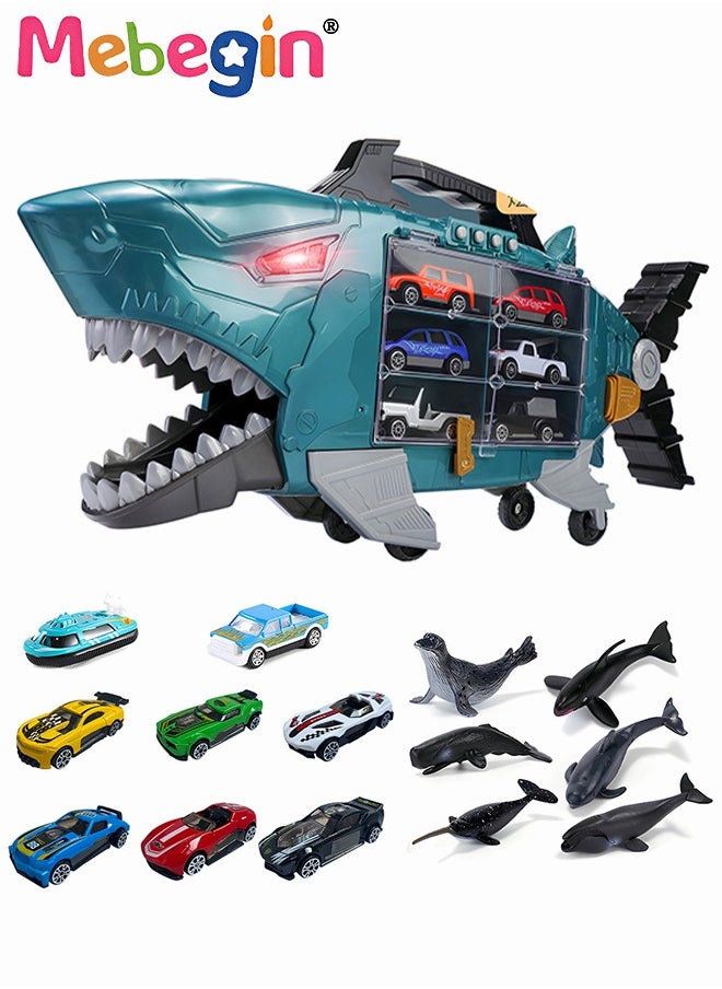 Toddler Toys Cars Pull Back Toys Carstoy Whale Storage Cart Alloy Pull Back Car Racing VehiclesMini Car Toys For Kids  Includes 8 pull back Toy Cars u0026 6  sea animals