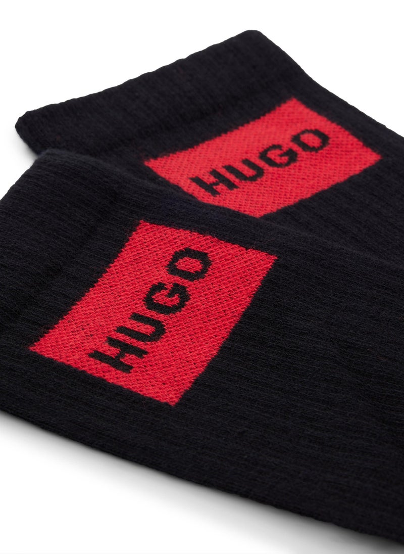 Two-pack of short socks with red logo labels