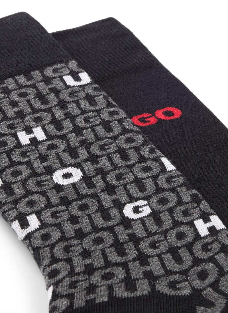 Two-pack of regular-length socks with logo details