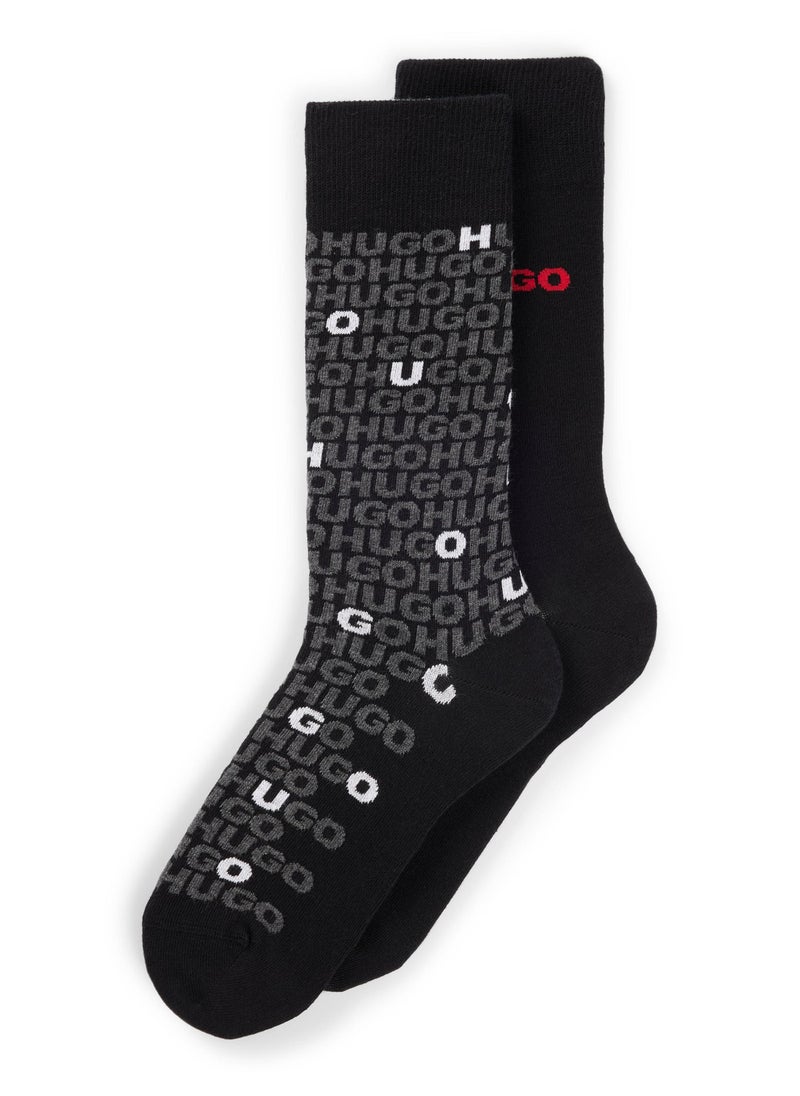 Two-pack of regular-length socks with logo details