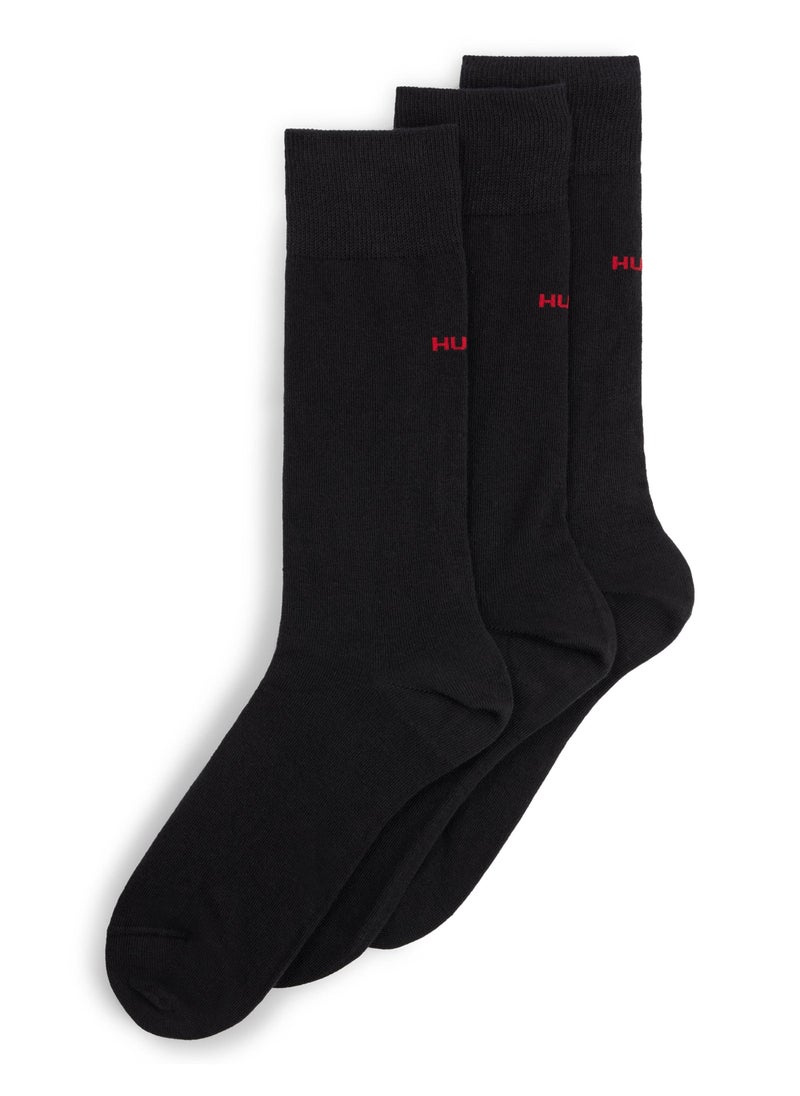 Three-pack of regular-length socks with logo details