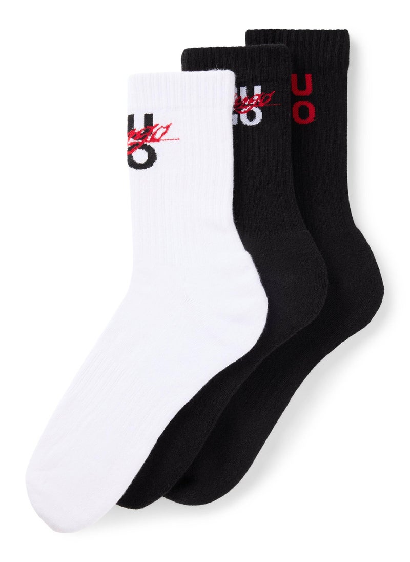 Three-pack of short-length socks with logo details