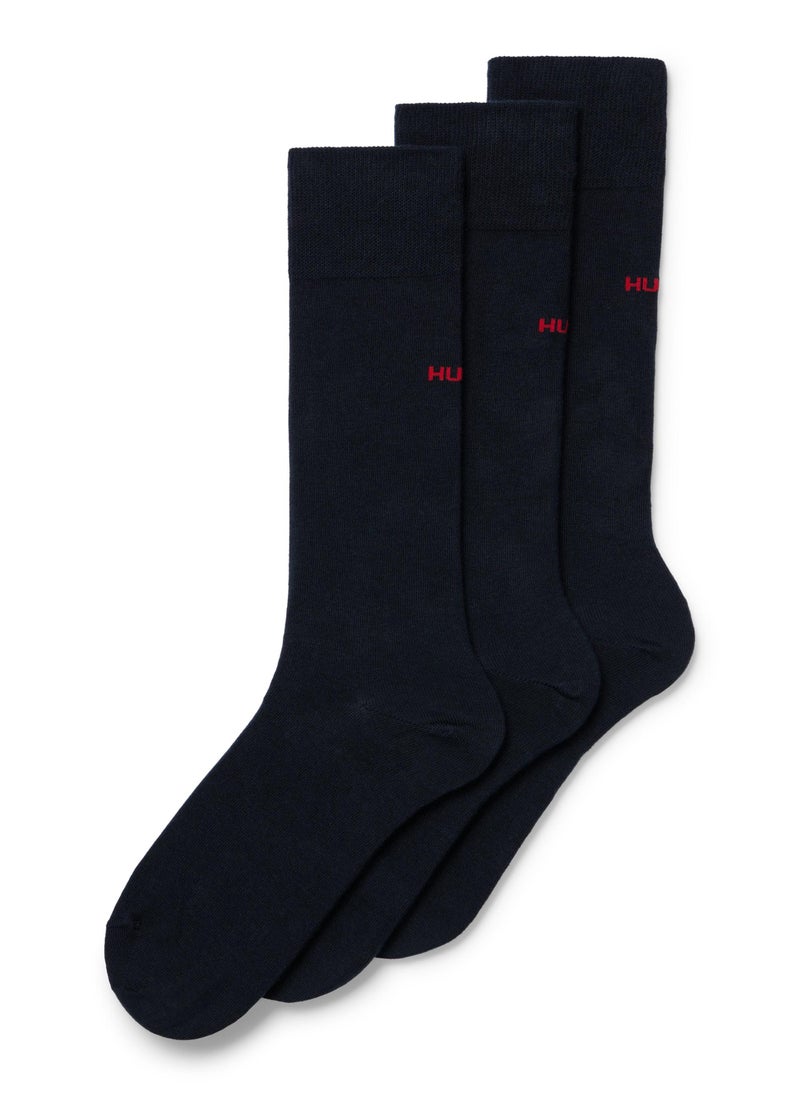 Three-pack of regular-length socks with logo details