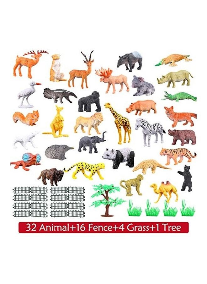 54-Piece Mini Jungle Animals Toys Set 1.9X9.7X4.3inch