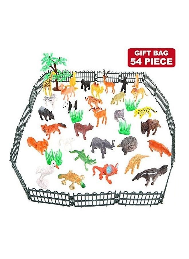 54-Piece Mini Jungle Animals Toys Set 1.9X9.7X4.3inch