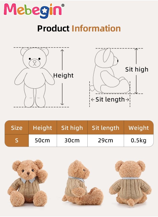 50cm Stuffed Teddy Bear, Unique Shape Teddy Bear, Shaggy Stuffed Brown Bear, Adorable Plush Toy, Made of Soft Premium Stuffing Material, Interior Decoration, Fun Themed Room Decor, Ideal Gift for Al